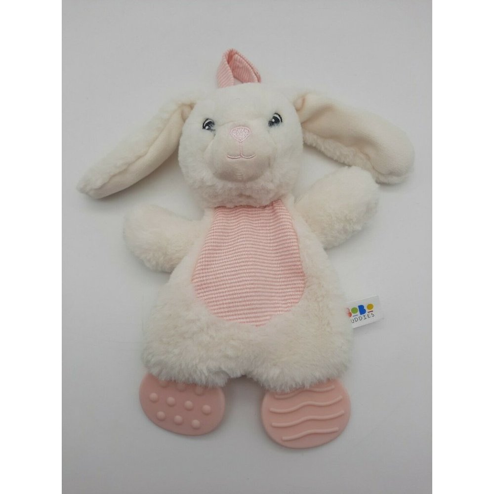 BoBo Buddies Bunny Baby Teether Lovey Crinkle Belly Loop to Hang Plush